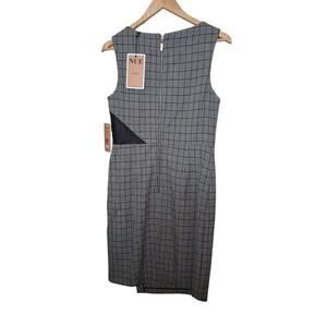 Nue by Shani black & white houndstooth checkered sheath midi dress size 10 NWT